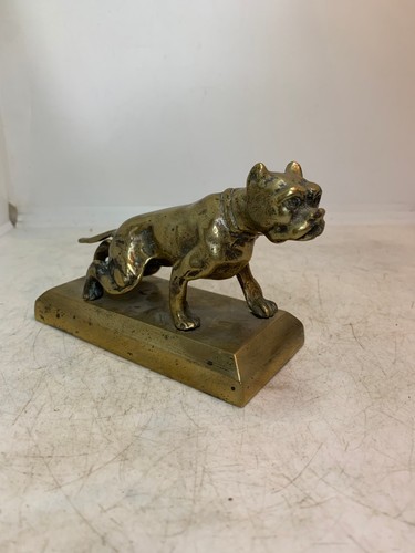 Ancien bronze chien bulldog - chien,