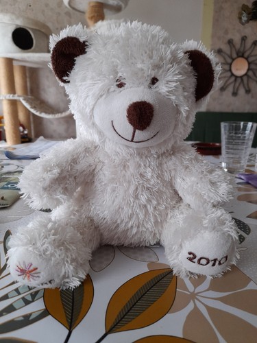 Peluche ours blanc marron - ours,