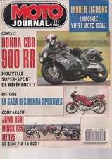 MOTO JOURNAL N°1026 HONDA CBR 900 RR / HONDA SPORTIVES / JAWA 350 / MINSK 125