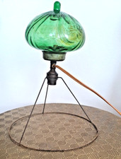 VINTAGE TRES ANCIENNE LAMPE DE TABLE ORIGINALE  ORNEE BOULE DE VERRE CISELEE