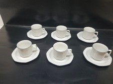 6 tasses a café + sous-tasses Schumann Weiden Bavaria porcelaine blanche