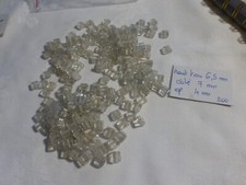 perle vintage ancienne , lot de 200 perle en verre transparent  carré plat