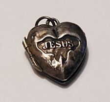 RELIQUAIRE XIX PENDENTIF CASSOLETTE COEUR JÉSUS MARIE ARGENT MASSIF #MA# F1