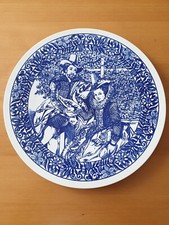 Grand plat en porcelaine de Delft Boch décor bleu 34 cm
