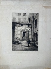 Jules Chauvet Gravure XIX è Bureau Des Lingères Place Ste Opportune pinx Salmon