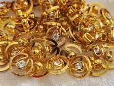 Lot 18 boutons fond d'atelier acrylique doré avec strass pied 1,2 cm ref 4930