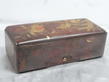 🇫🇷 ANCIENNE BOITE A GANTS BOIS LAQUE PEINTURE ASIATIQUE COFFRET CHINE JAPON