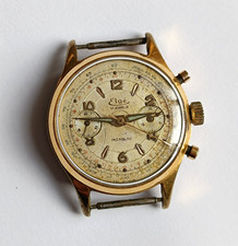 Montre homme Chronographe Elgé plaqué or vintage Suisse mechanical antique watch