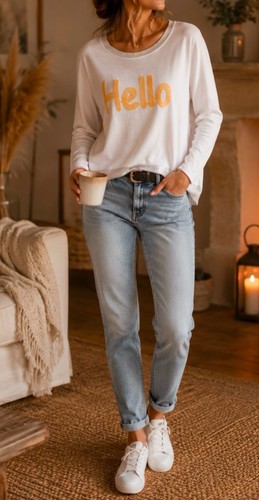 Pull léger blanc hello - 🤍,