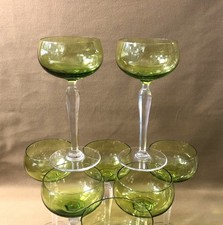 verre à vin signé VAL SAINT LAMBERT modèle SAUMUR cristal VERT roemer Rhin 18 cm