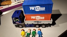 WJ LOT PLAYMOBIL CAMION BENNE PM CARGO 5255 PORTE 2 X CONTENEUR TRAIN PORT GRUE