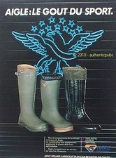 PUBLICITE AIGLE HUTCHINSON BOTTES DE CHASSE POUR CHASSEUR DE 1981 FRENCH AD PUB
