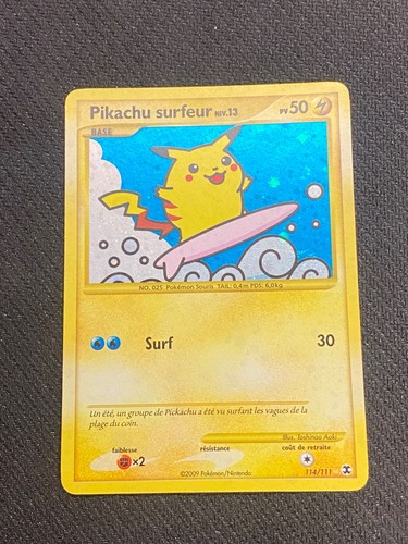Carte pokémon pikachu surfeur - carte,