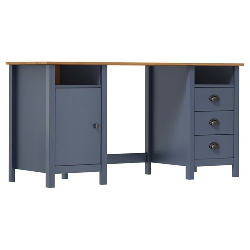 Bois pin solide bureau gris - pin,