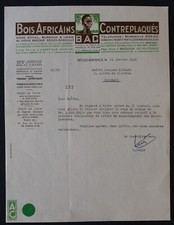 Facture BEGLES BORDEAUX 1956 BOIS AFRICAINS Contreplaqué BAC  illustrée 93