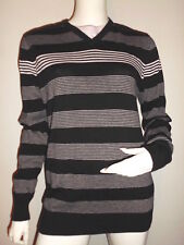 PULL HOMME NOIR/BLANC/GRIS A RAYURES ML MARQUE ANGELO LITRICO C&A T.M 100% COTON