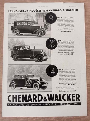 Chenard walker 1931 voiture - chenard,