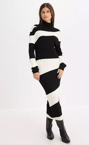 Robe midi tricotée rayée - midi,