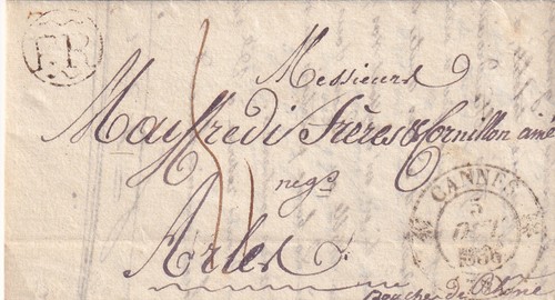 Lettre 1836 cannes vers - cannes,