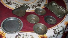 Lot 7 Pièces Métal argenté Soucoupes Panier Ravier Ancien