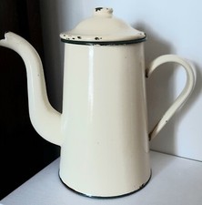 CAFETIERE Ancienne TOLE EMAILLEE CREME COLLECTION déco CUISINE Café