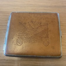 Étui À Cigarettes En Cuir Et Métal Vintage Ref AO