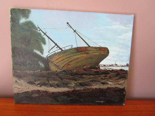 Tableau huile sur toile bord - tableau,