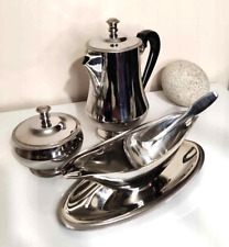 Service théière cafetière sucrier saucière en inox 18/10 LR France vintage