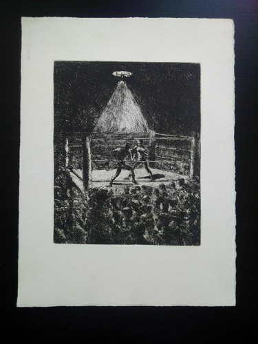 Rare belle gravure - , boxe