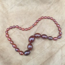 Collier de perles ancien Bakélite Perles en chute Ambre rouge orangé Art Déco