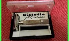 GILETTE  ancien gillette ADJUSTABLE DE 1 A 9 MADE USA razor ANNÉE 60 , EN BOITE