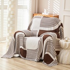 Housse de canapé en chenille avec pompons - Housse de canapé bohème avec moti...