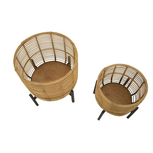 Lot cache pots en rotin - de, cache-pots