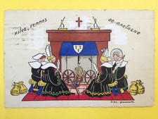 cpa Illustration A.M. BOSSAERT Filez, Femmes de Bretagne ROUET Fileuses Bretonne