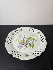 Assiette ajourée en porcelaine décor floral muguet – 33 cm – vintage