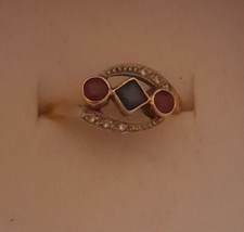Bague vintage or diamants Rubis Saphir