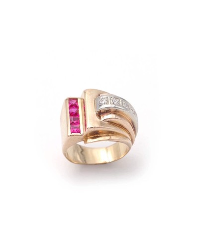 Bague tank rouleau diamants - tank,