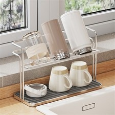 Station de Séchage Bouteille Séchoir Bac de Vidange Design Compact Facile à N