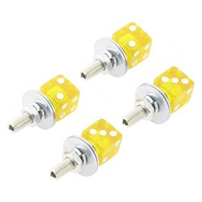 4x Vis Plaque Immatriculation Moto Et Écrous Plastique Jaune Dés Custom'