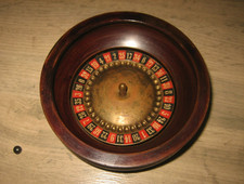Ancienne Roulette pour Jeu de Casino Bois Acajou & Métal