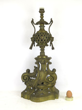 Grande Lampe Antique En Bronze Début Du Siècle Style Éclectique En Bronze LN