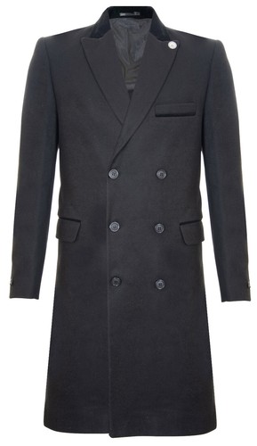 Manteau long noir double - À,