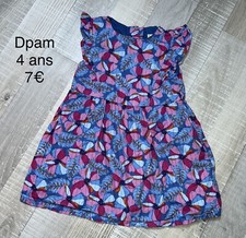 Dpam 4 Fille : Robe Fleurie Bleue Été TBE