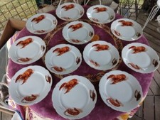 12 Assiette Porcelaine Bavaroise Seltmann Weiden Modèle JnKa Déco Moule Crustacé