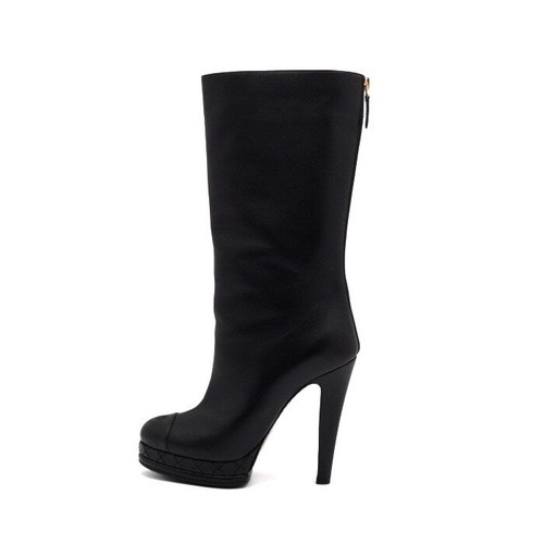 Chanel black leather logo - black,