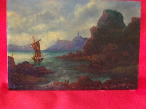 Tableau ancien marine sur bois