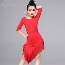 Enfants Filles Latin Robe Danse Salsa Performance Salle de Bal Tango Tenue Gland