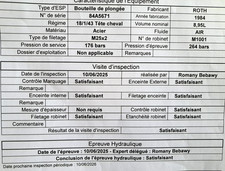 Bouteille de plongée 9 litres Rééprouvées  le 10/06/2025