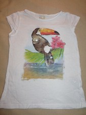 T-shirt d'été blanc imprimé oiseau Zara fille 5-6 ans BE