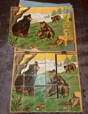 Ancien Jeu de cubes (30) en boite d'origine - 6 modèles dessins animaux -DEFAUTS